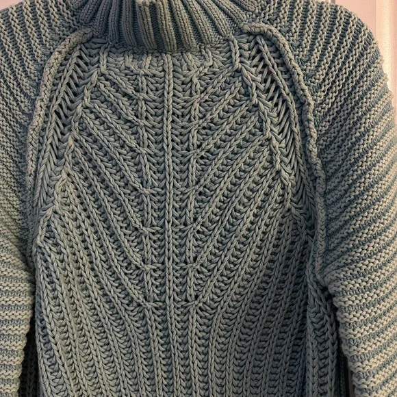 Free People Teal Cable Knit Turtleneck Sweater - Picture 2 of 3